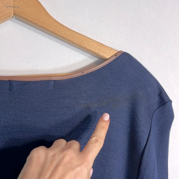 Lauren Ralph Lauren Elbow Sleeve Faux Wrap Navy Dress size XL - Picture 8 of 11